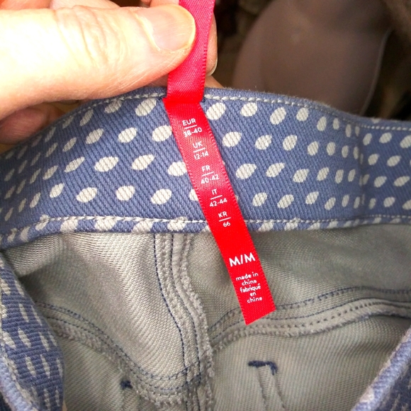 SPANX Denim & White Polka Dot Ankle Jeanish Leggings - Picture 8 of 11